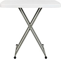 Flash Furniture Elon Folding Table - Granite White - Height Adjustable - 30 Inch - TV Tray - Commercial Grade Laptop Table 30"