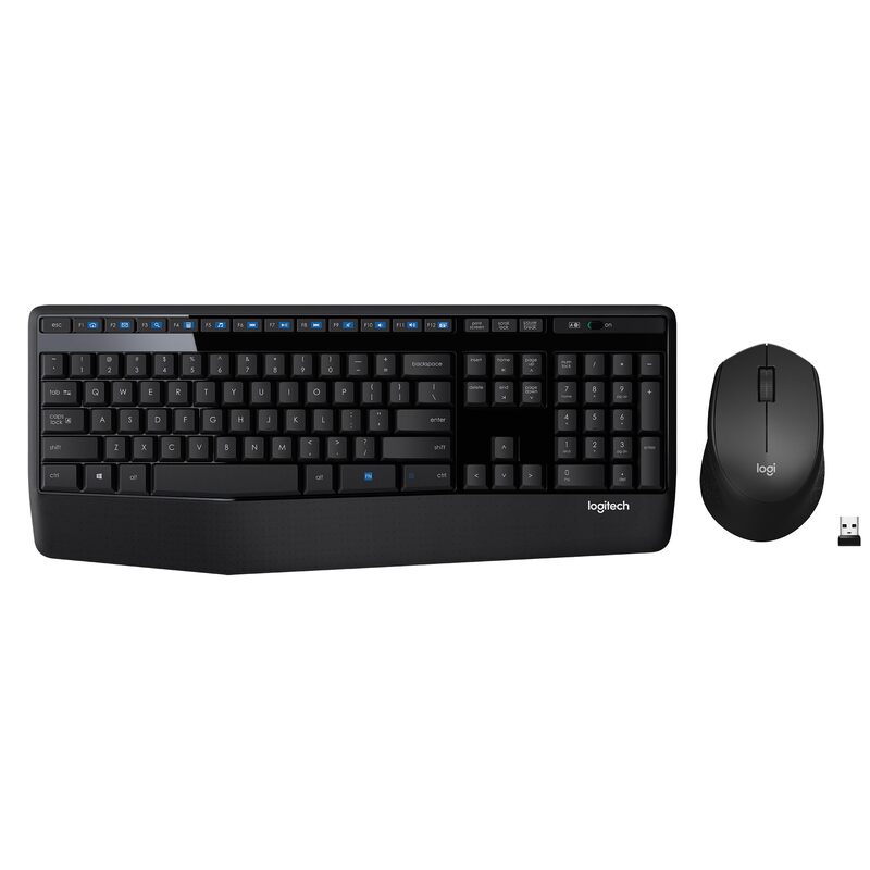 Logitech MK345 Wireless Keyboard and Mouse Combo with Palm Rest, 2.4 GHz USB Receiver, Compatible with PC, Laptop