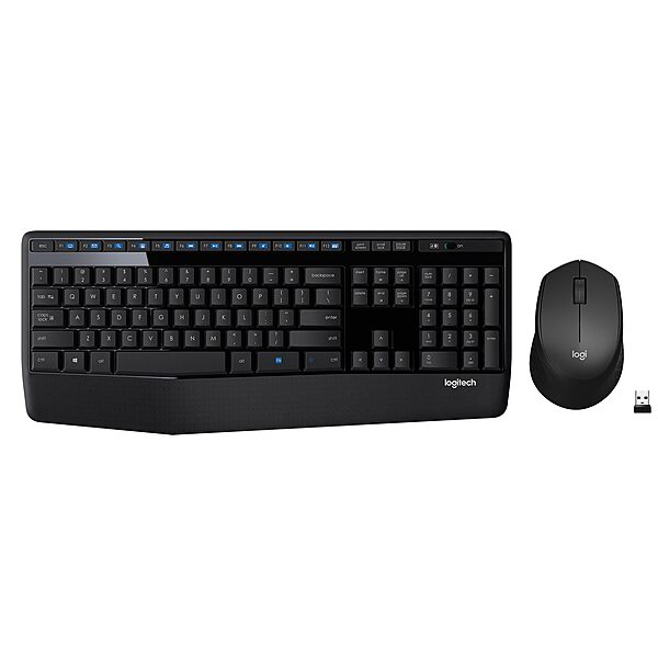Logitech MK345 Wireless Keyboard and Mouse Combo with Palm Rest, 2.4 GHz USB Receiver, Compatible with PC, Laptop, Black Combo 1 Pack
