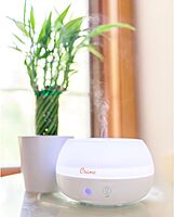 Crane Portable Ultrasonic Travel Humidifier and Diffuser, 0.2 Gallon Cool Mist, Optional Essential Oil Diffuser, No Filter Needed, White Round