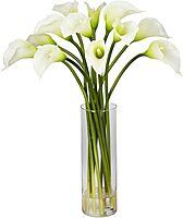 Nearly Natural Mini Calla Lily Silk Flower Arrangement Cream