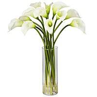 Nearly Natural Mini Calla Lily Silk Flower Arrangement Cream