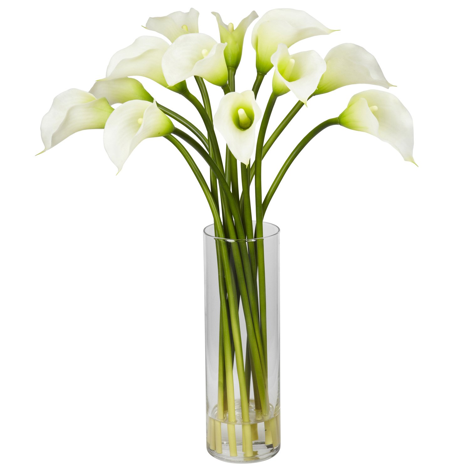 Nearly Natural Mini Calla Lily Silk Flower Arrangement Cream