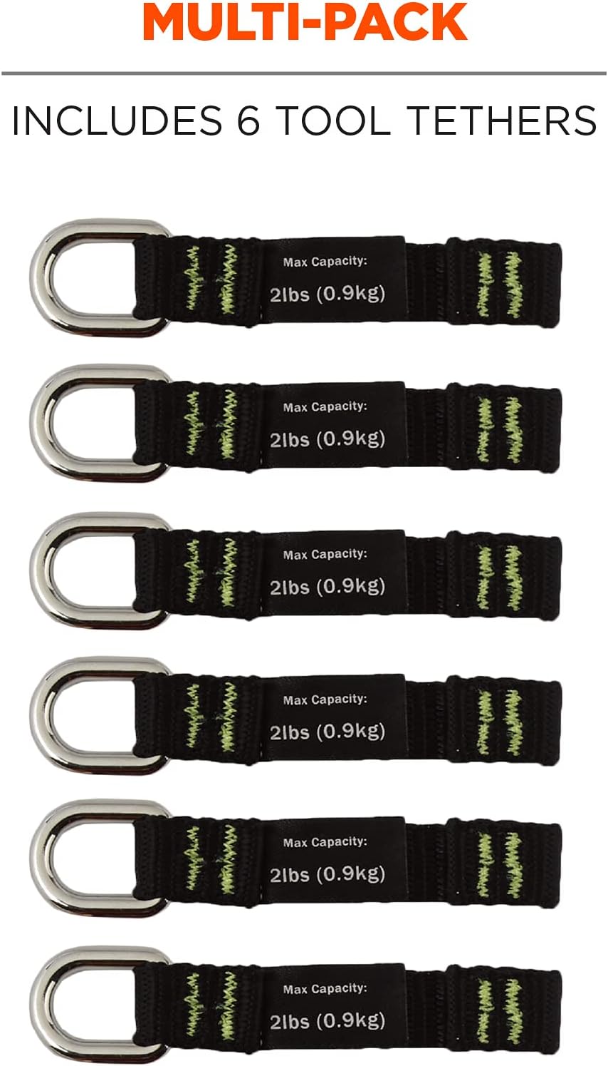 Ergodyne Squids 3700 Web Tool Tail Attachments, 6-Pack