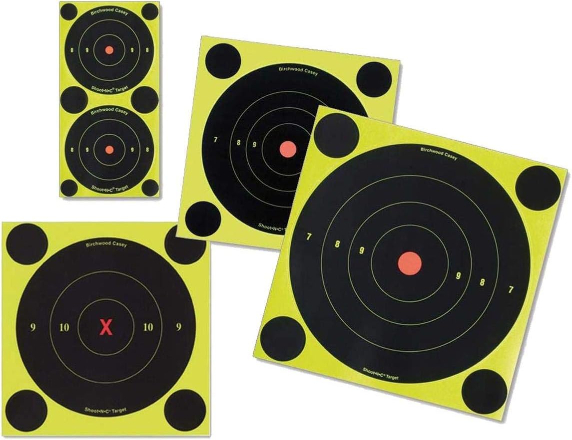 BIRCHWOOD CASEY Shoot-N-C 2" Bull's-Eye Reactive Targets - Highly Visible Instant Feedback Self-Adhesive Shooting Target