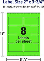 Avery Printable Neon Green Rectangle Labels 2 x 3.75 Print-to-Edge