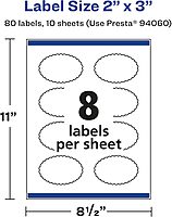 Avery Glossy Clear Oval Scalloped Labels, Sure Feed Technology, 2" x 3"
