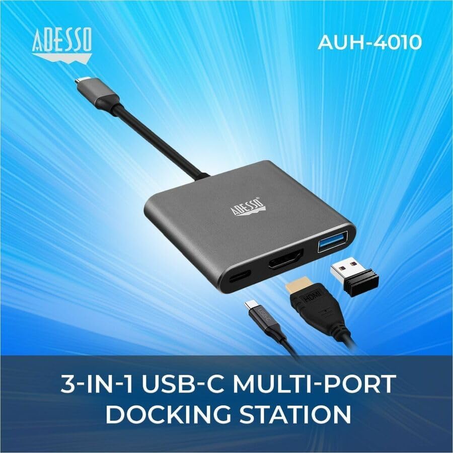 ADESSO AUH-4010 USB-C Docking Station - 4K HDMI, 100W PD