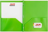 JAM Paper Plastic 2-Pocket POP Folders with Metal Prongs