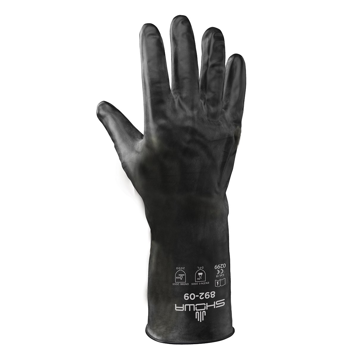 SHOWA 892 Viton Over Butyl Chemical Resistant Safety Glove, Unlined, 12 mil Thick, 12" Length, Large (1 Pair)