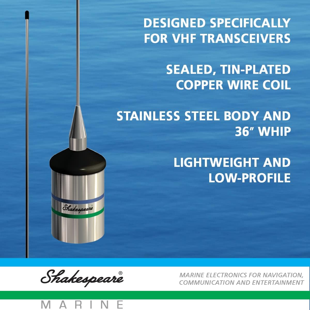 Shakespeare 5241-R Low Profile 3' VHF Marine Antenna Antenna Standard Packaging