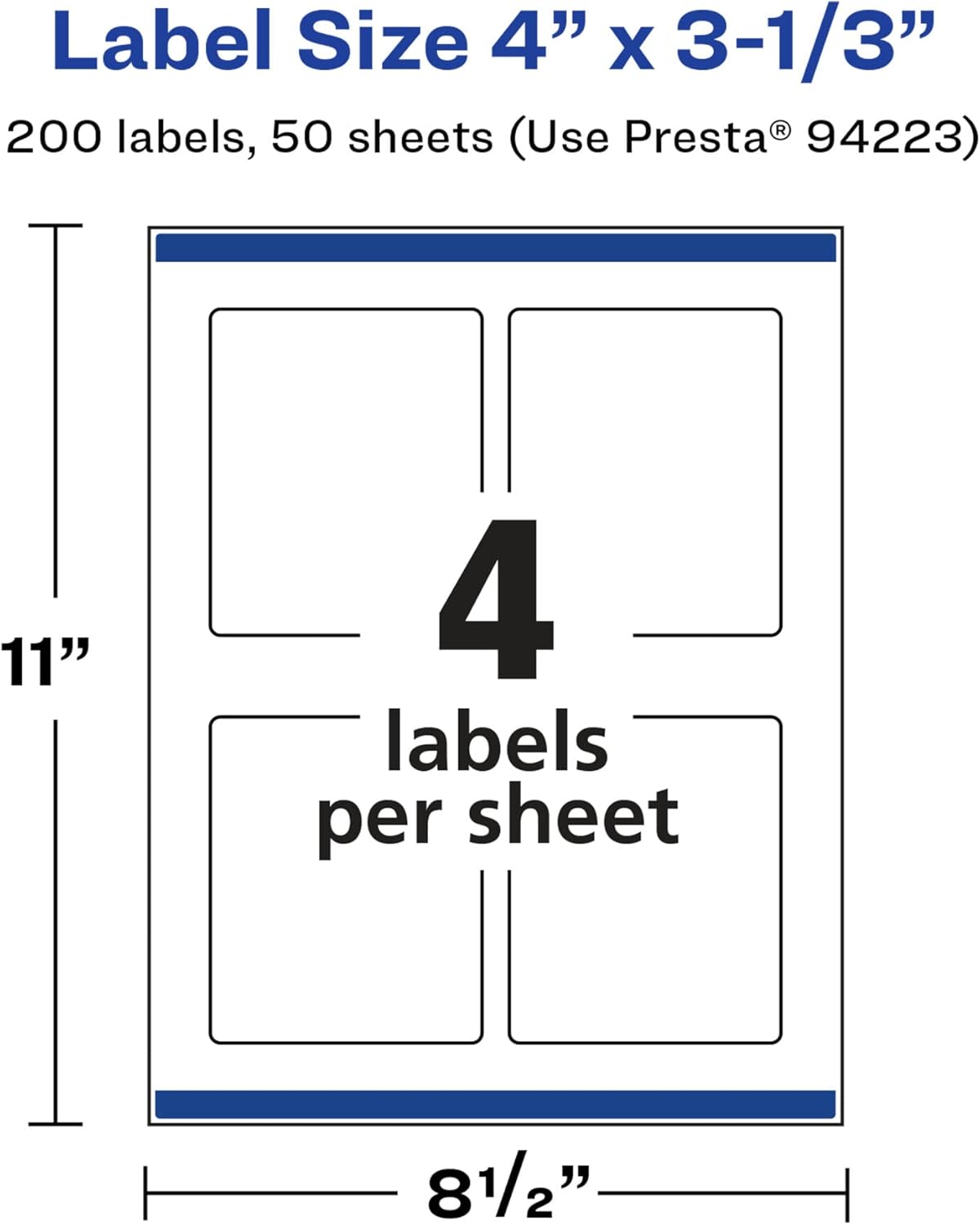 Avery Glossy White Rectangle Labels, Sure Feed Technology, 4" x 3-1/3", Print-to-The-Edge, Permanent Adhesive