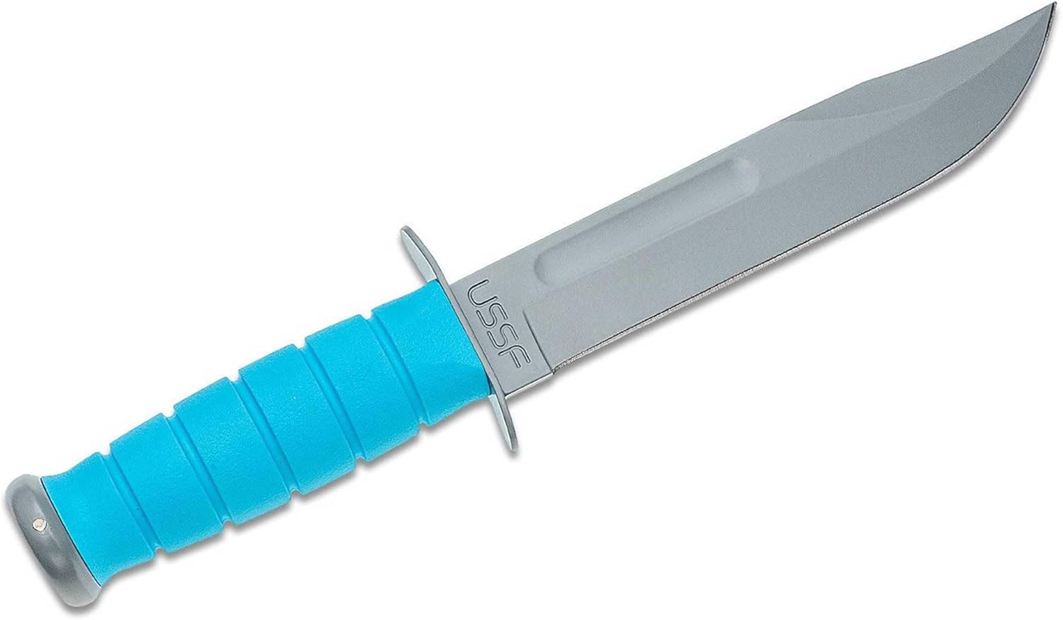 KA-BAR USSF SPACE-BAR Fixed Blade Knife - 7" Blade, Blue Kraton Handle, Gray Sheath