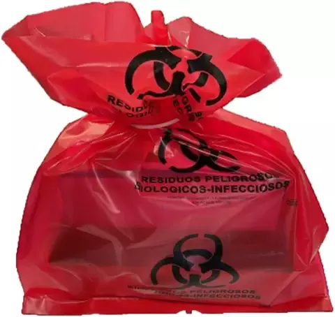 100 Bolsas RPBI para Residuos Peligrosos Biológico Infecciosos de 55 x 60 cm