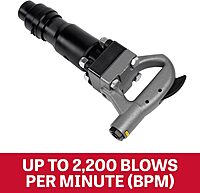 JET Chipping Hammer, Air-Powered, D-Handle/Open-Handle, Round/Hex Shank