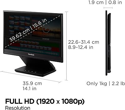 VIEWSONIC ColorPro Portable Monitor Pantone Validated, Factory Calibrated