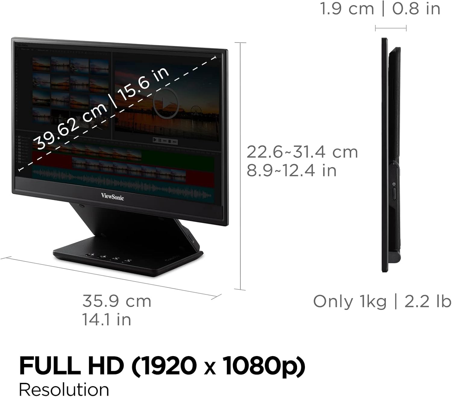 VIEWSONIC ColorPro Portable Monitor Pantone Validated, Factory Calibrated