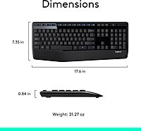 Logitech MK345 Wireless Keyboard and Mouse Combo with Palm Rest, 2.4 GHz USB Receiver, Compatible with PC, Laptop