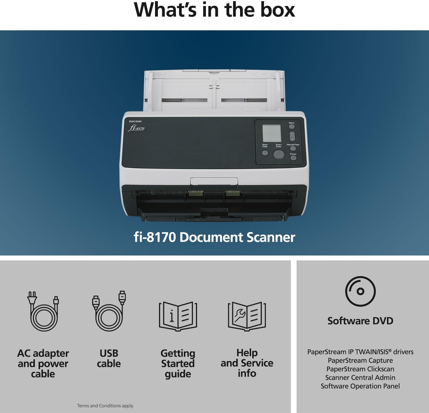 RICOH fi-8170 Professional High Speed Color Duplex Document Scanner - Network Enabled
