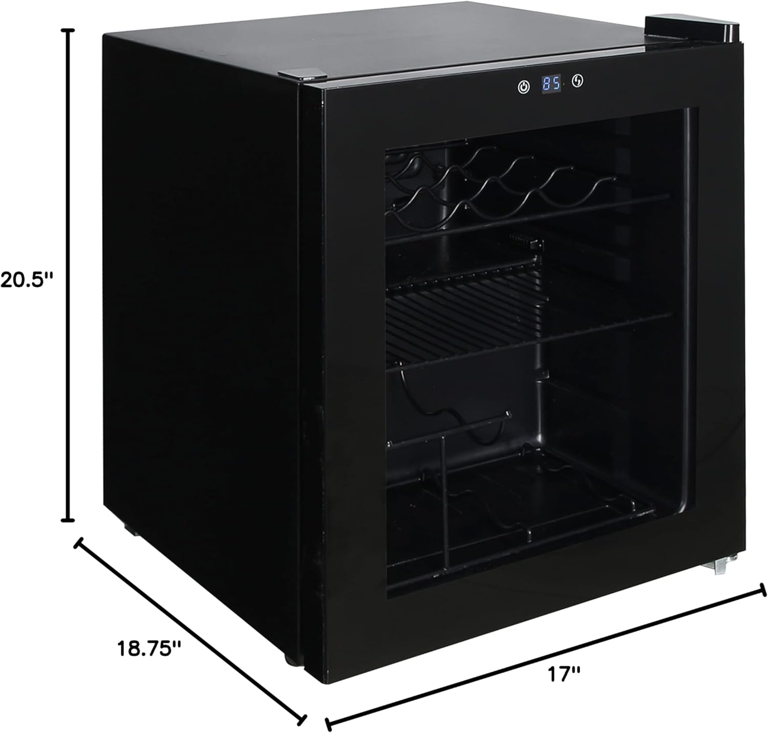 Avanti WBC16Z1B-IS Beverage Refrigerator and Wine Cooler with 15 Bottle/60 Can Capacity, Glass Door