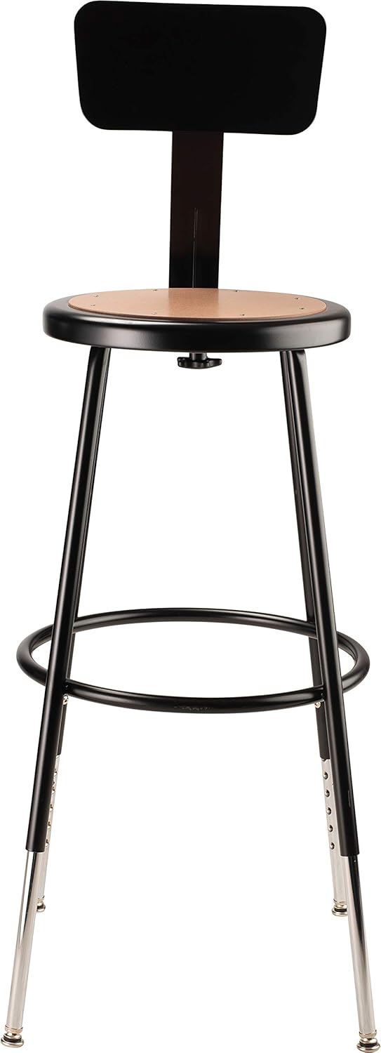 National Public Seating 6200 Series Adjustable Steel Stool with Backrest