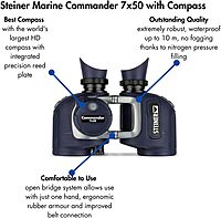 Steiner Optics Marine Commander 7x50 with Compass Professional Waterproof Binoculars, German Quality, Crystal Clear Images