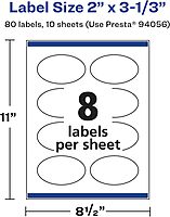 Avery Glossy White Oval Labels, Sure Feed Technology, 2" x 3-1/3", Print-to-The-Edge, Permanent Adhesive, Laser/Inkjet Printable