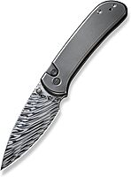 WE Knife WE22030F-DS1 Polished Gray Orange Peel Textured Titanium Handle