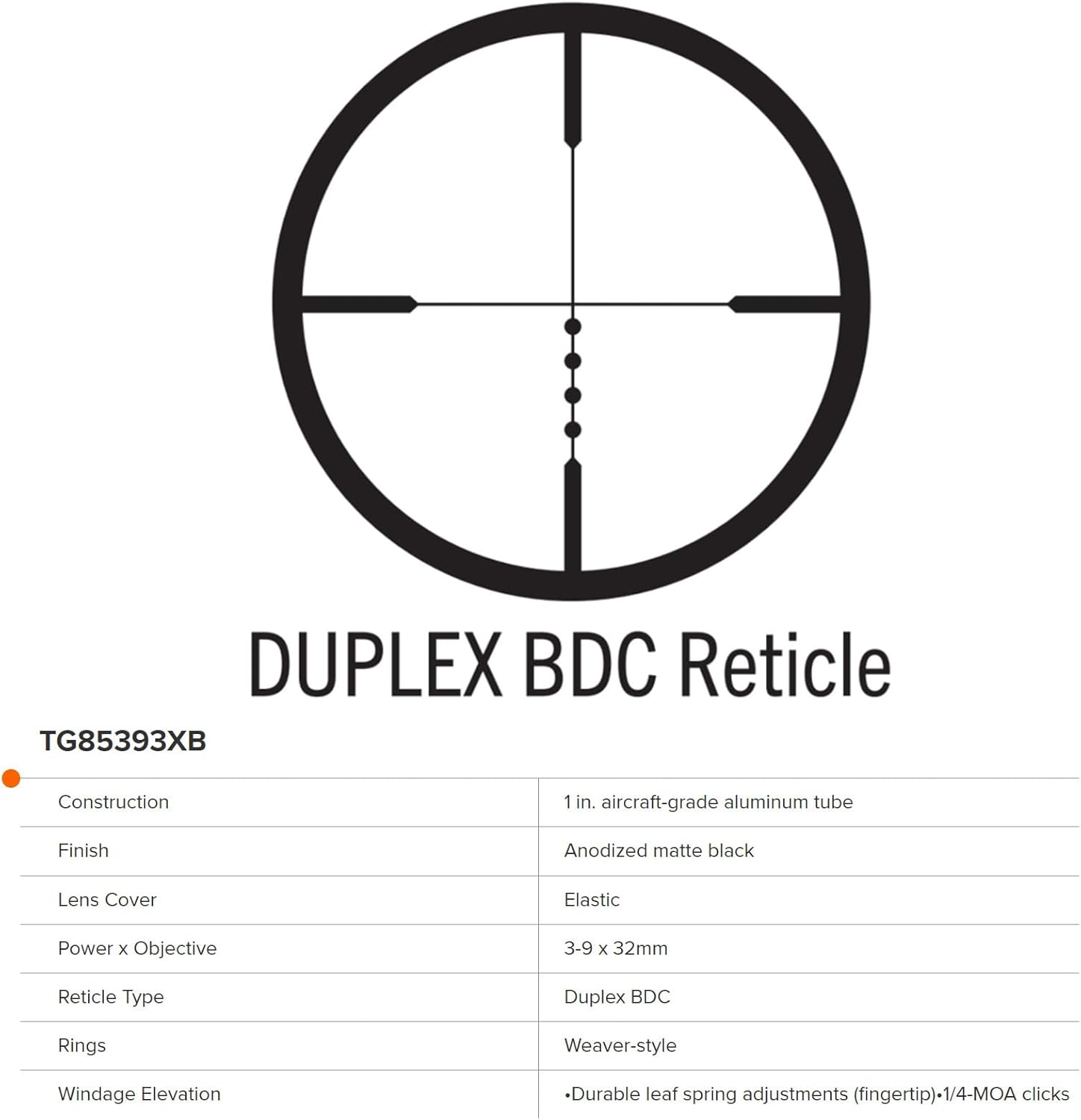 TRUGLO BUCKLINE 1" Aluminum Tube Riflescope with Weaver-Style Mount Rings