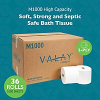 Morcon M1000 Compact Small Core Coreless Alternative, Premium Bath Tissue Roll, High Capacity Commercial Toilet Paper 2 Ply