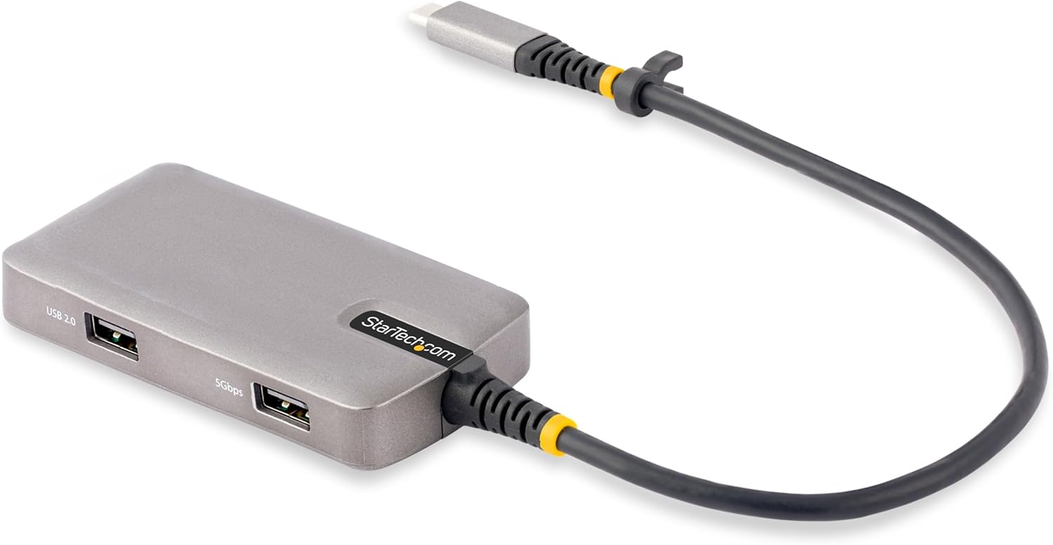 StarTech.com USB-C Multiport Adapter, 4K 60Hz HDMI withHDR, 3-Port USB Hub, 100W Power Delivery Pass-Through