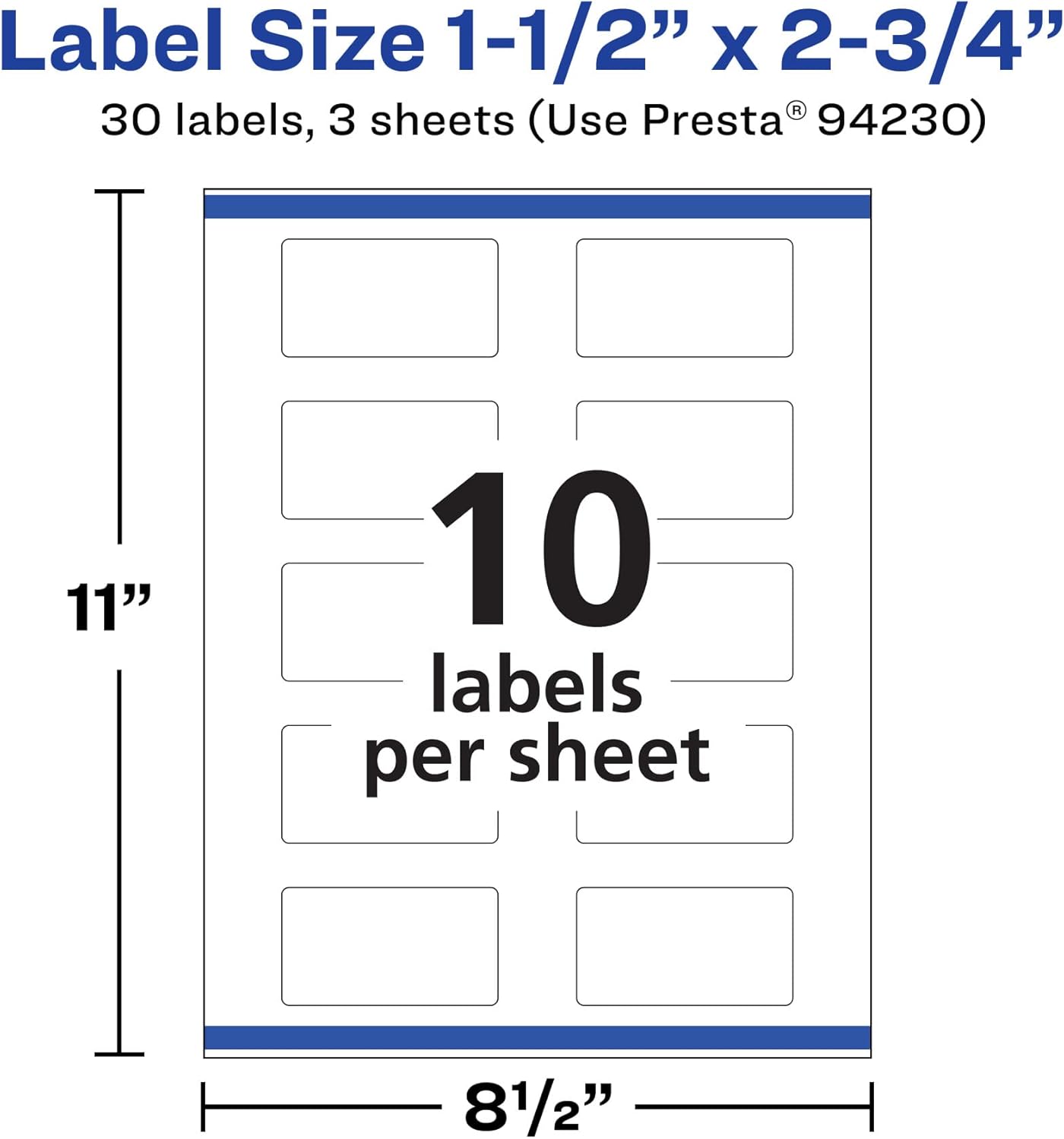Avery Durable Removable Rectangle Labels, Sure Feed Technology, 1.5" x 2.75", Matte White Film