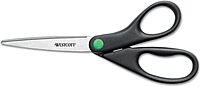 Westcott KleenEarth 8in Scissors, 70% Recycled, Pointed, Black