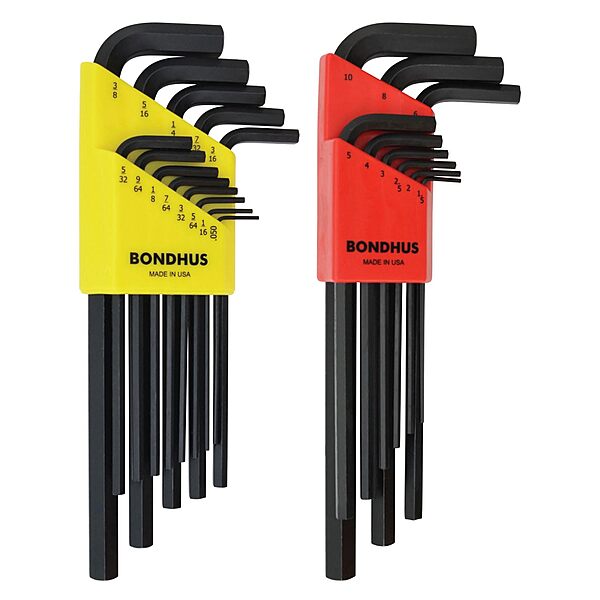 Bondhus 22199 Hex L-wrench DoublePK,Long Length,12137 .050-3/8" & 12199 1.5-10mm, Multicolor, One Size