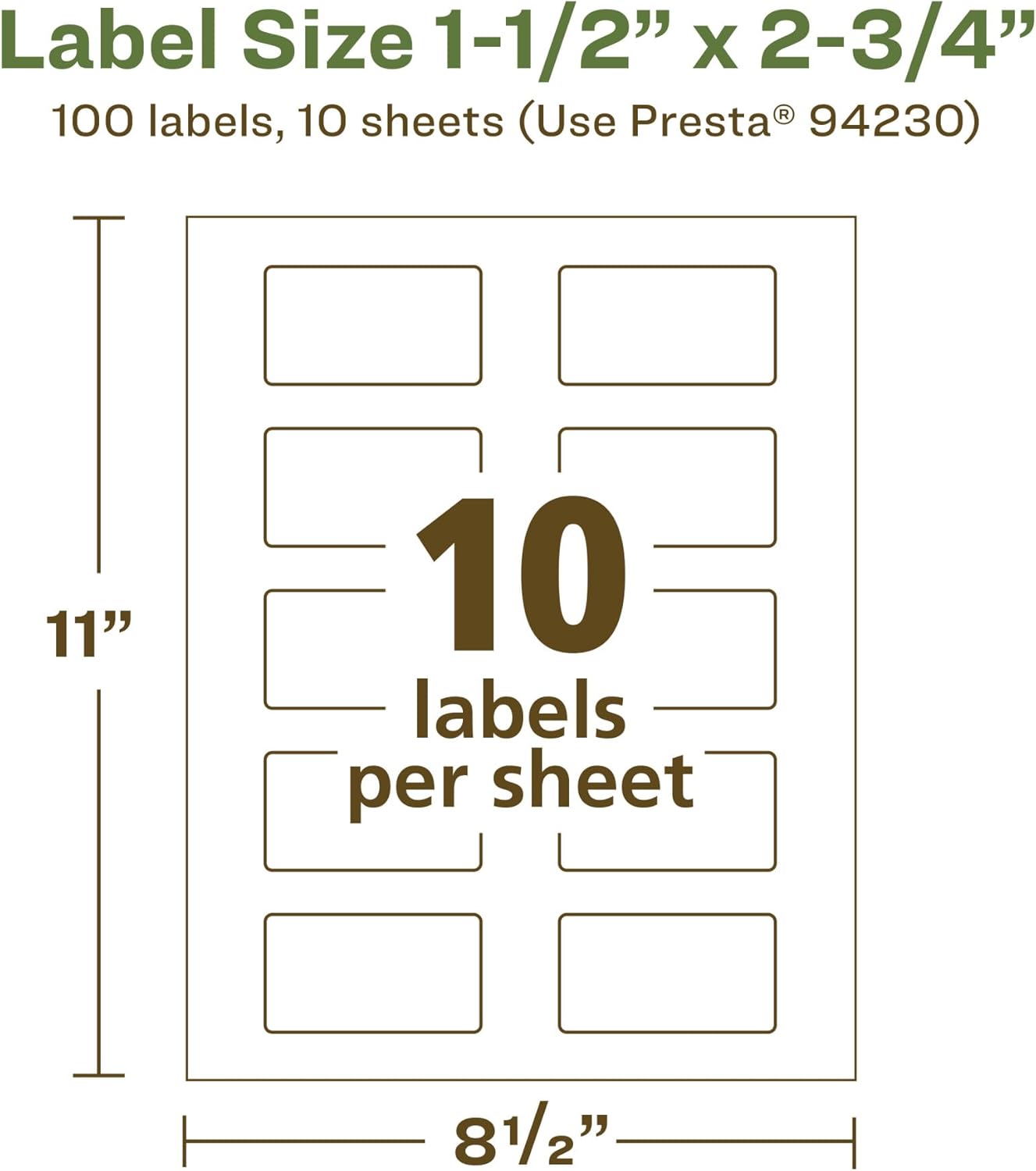 Avery EcoFriendly Matte White Recycled Rectangle Labels, 1.5" x 2.75", Print-to-The-Edge, Matte White Labels