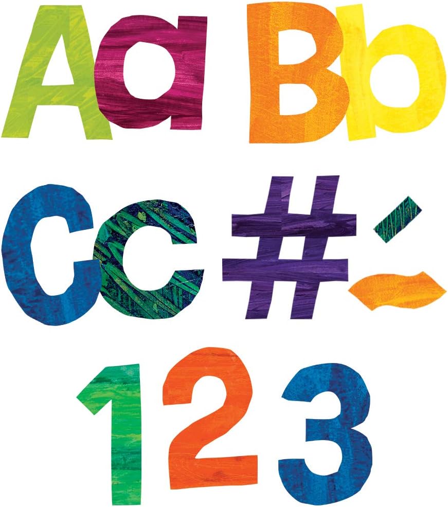 World of Eric Carle 219 Colorful Bulletin Board Letters for Classroom, Eric Carle Numbers & Letters Bulletin Board Cutouts