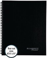 Cambridge Notebook, Business Notebook, 8-1/4" x 11", 80 Sheets, Ruled, Action Planner, Flexible Cover, Wirebound, Gray (06064) 11" x 8-1/4"