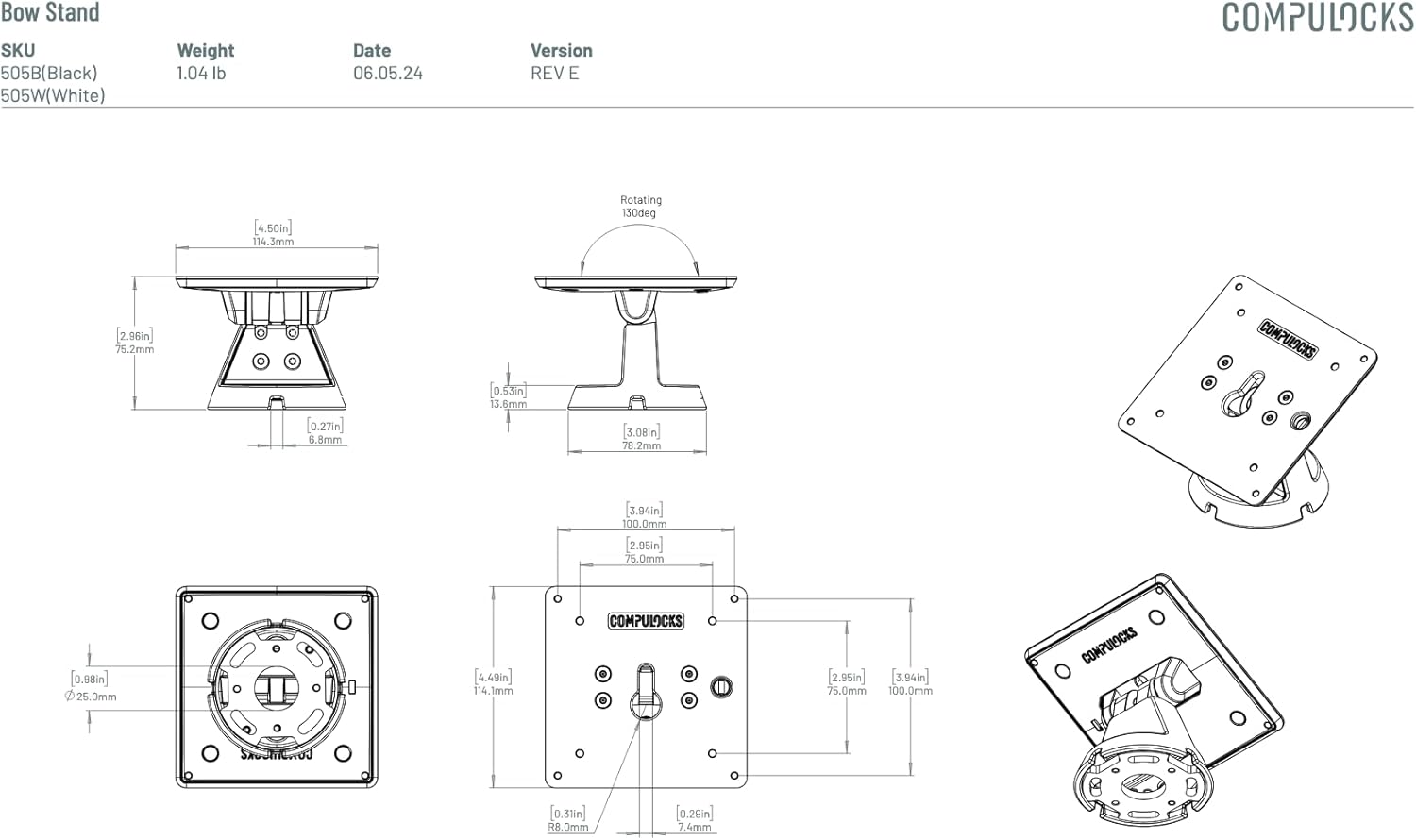 Compulocks Bow VESA Tilting Wall Mount for Screens up to 27 inches