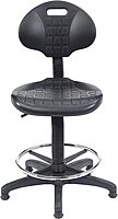 National Public Seating 6700 Series Kangaroo Polyurethane Task Stool, 22 to 32in Seat Height, Black