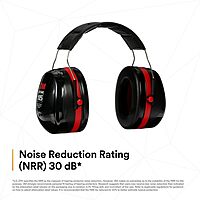 3M H10A Peltor Optime 105 High Performance Ear Muffs, Black/Red, One Pair