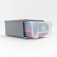 Iris Stackable Storage Bins With Drawers, 5-13/16inH x 8-3/4inW x 12-3/4inD, Gray, Set Of 5 Bins