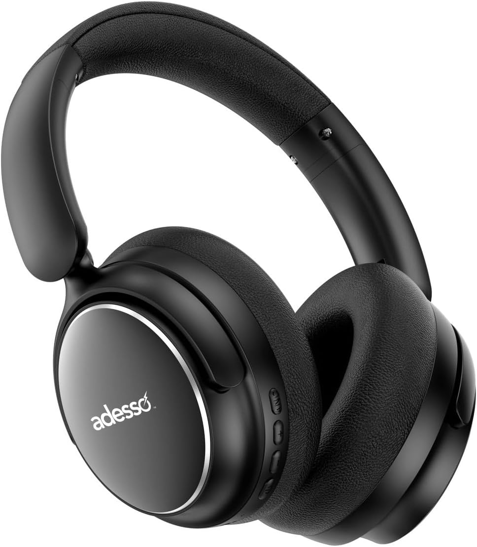 Adesso Xtream P800 Bluetooth Headphones with Active Noise Cancellation, Built-in Mic, 40H Battery, 3.5mm AUX, Foldable