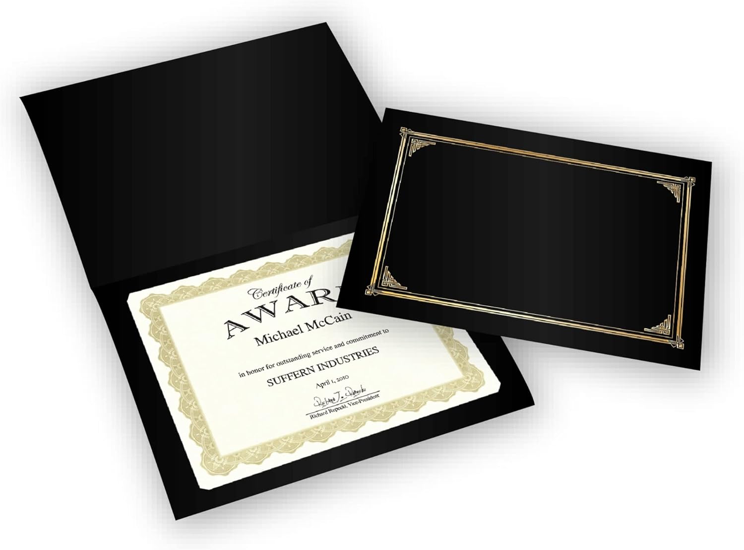 Geographics Classic Linen Certificate/Document Covers, 12.5 x 9.75 in, Black, 30% Recycled, 6 Pack