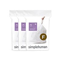simplehuman Custom-Fit Trash Can Liners, Drawstring, White