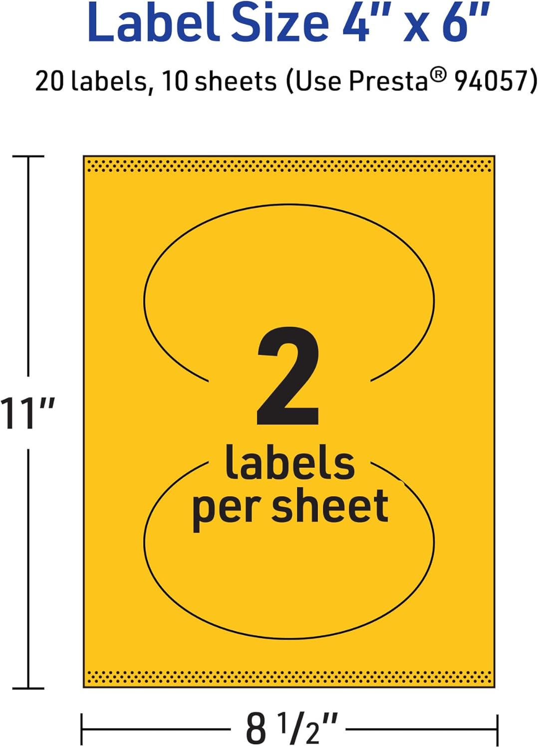 AVERY Printable Oval Labels, Sure Feed Technology, 4" x 6", Bright Yellow, Print-to-The-Edge, Laser/Inkjet