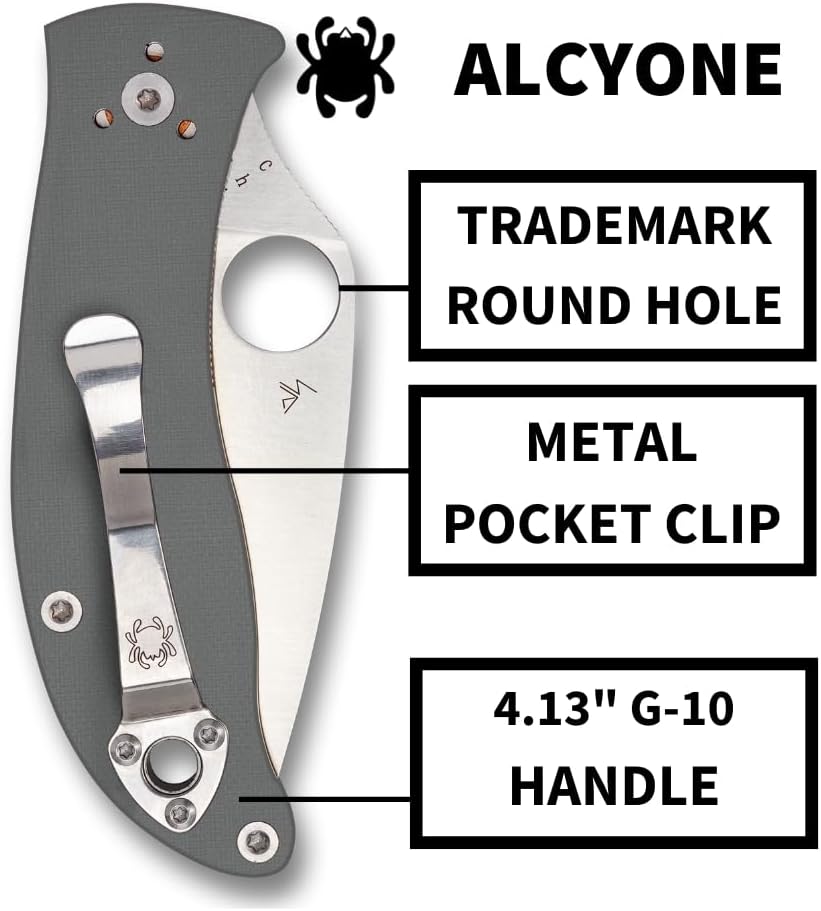 SPYDERCO Value Folding Utility Knife with CTS BD1 Stainless Steel Blade and Gray G-10 Handle, PlainEdge