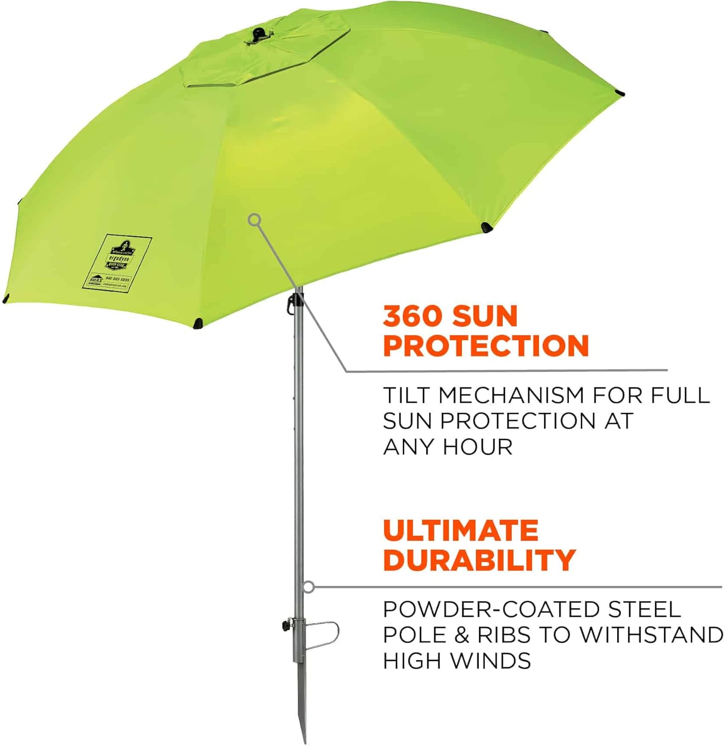 Ergodyne SHAX 6100 Lightweight Industrial Umbrella Lime