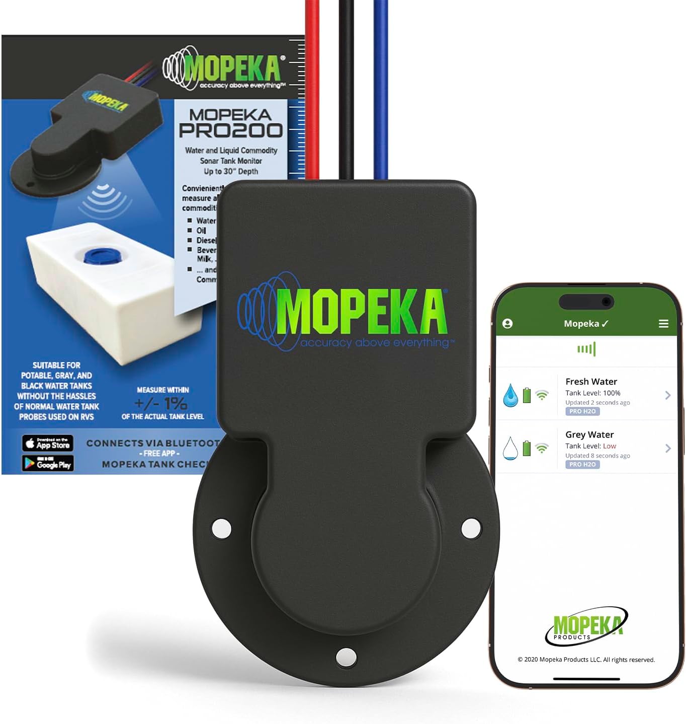 Mopeka Pro200 - Bluetooth & Wired Ultrasonic Sensor for Non-Pressurized Tanks