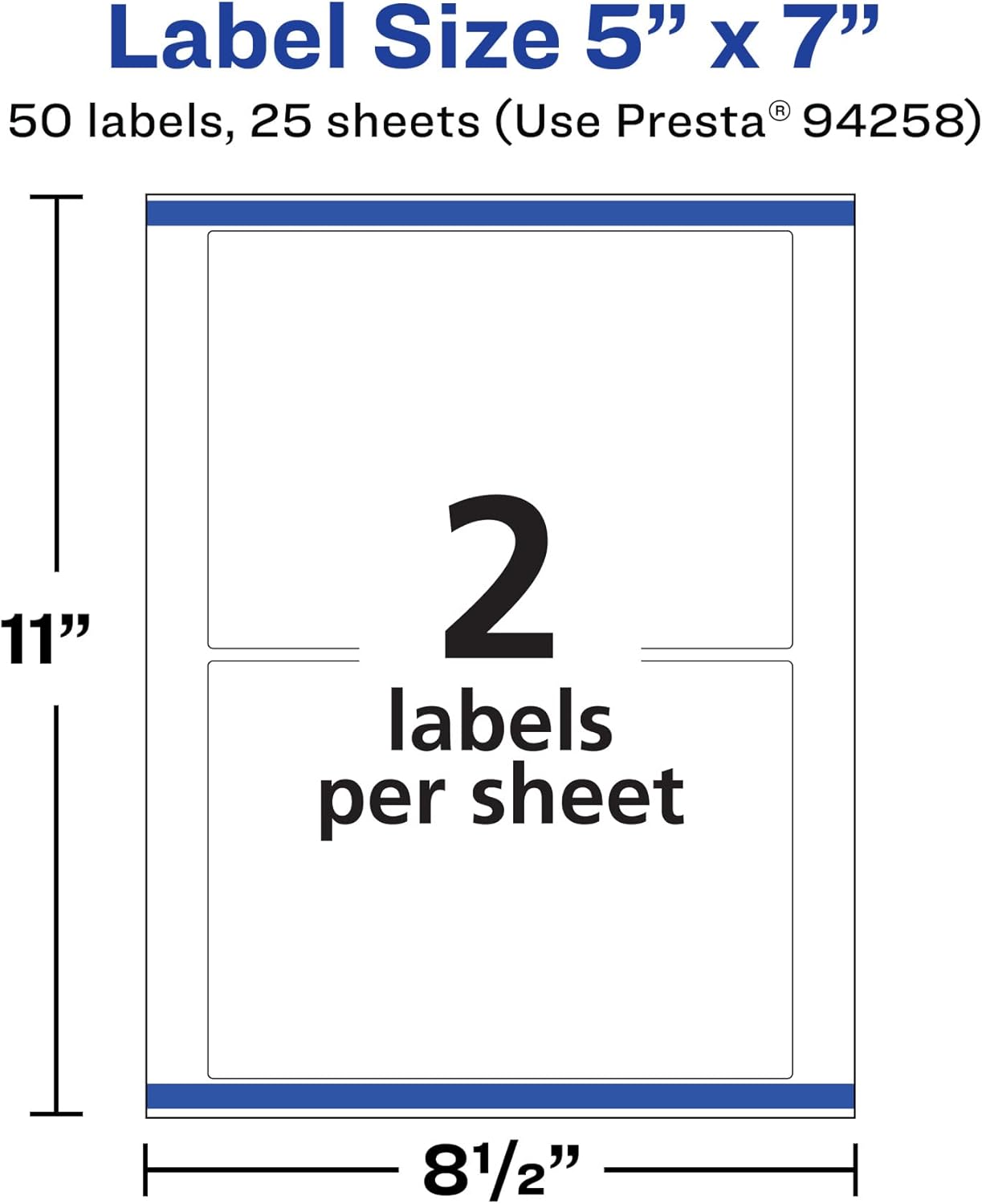 Avery Durable Removable Rectangle Labels, Sure Feed Technology, 5" x 7", Matte White Film, Water-Resistant - 1D1DEC