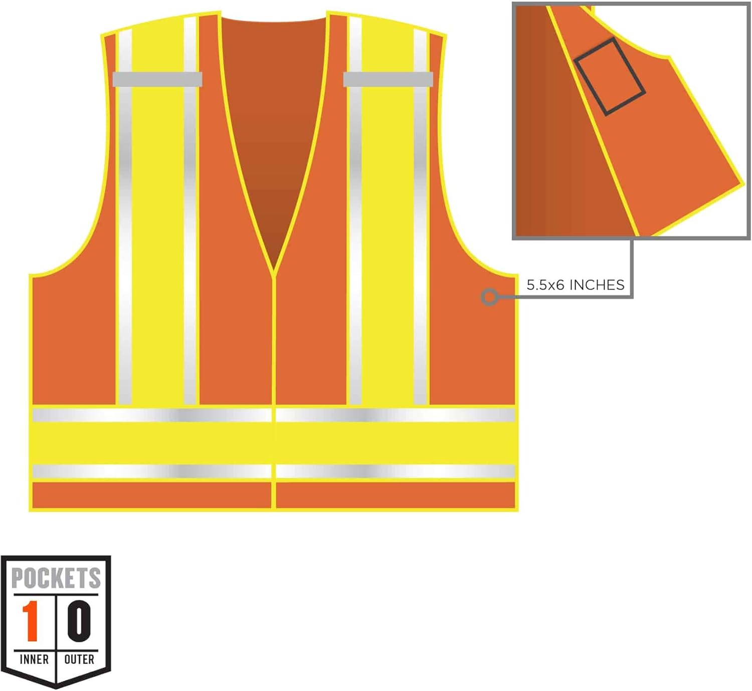 ERGODYNE GloWear 8245PSV Public Safety Reflective Vest, High Visibility, ANSI Compliant, Breakaway